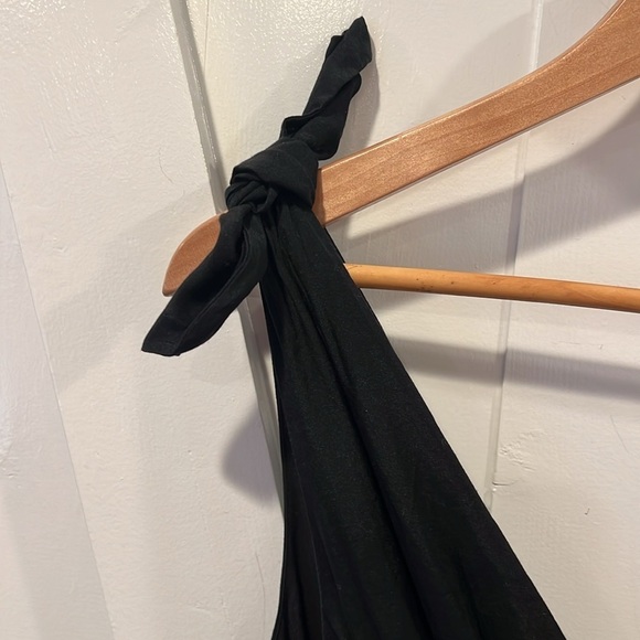 Cinq a Sept Black Rouched Tiered Silk Cotton Blend Maxi Dress Size 8 - Picture 3 of 9